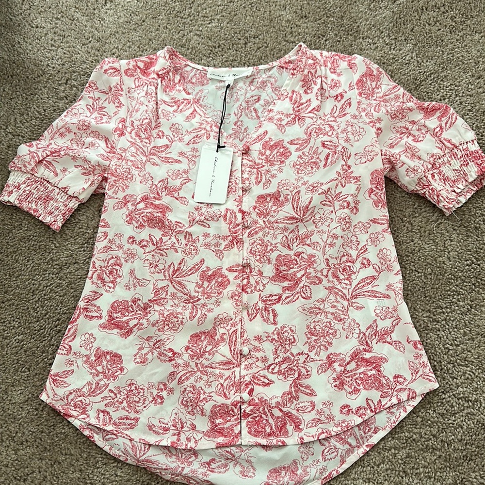 Red Floral Blouse